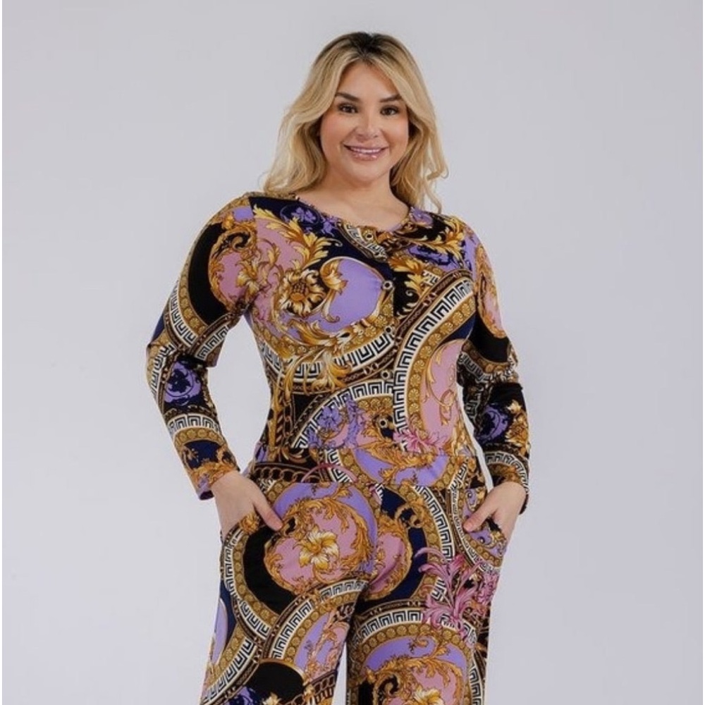 NWOT SOFT AND STRETHCY MULTI-PRINT JUMPSUIT